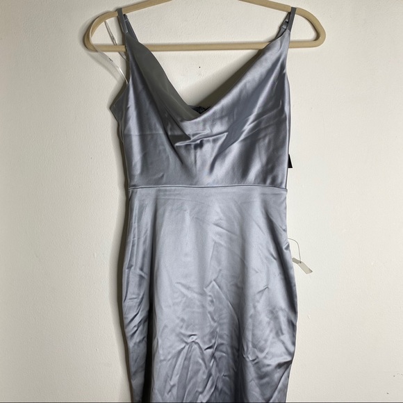 Lulu’s Pastel Blue Satin Cowl Neck Maxi Dress - Picture 6 of 12
